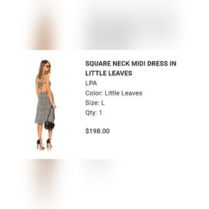 LPA square neck dress, sz L never worn